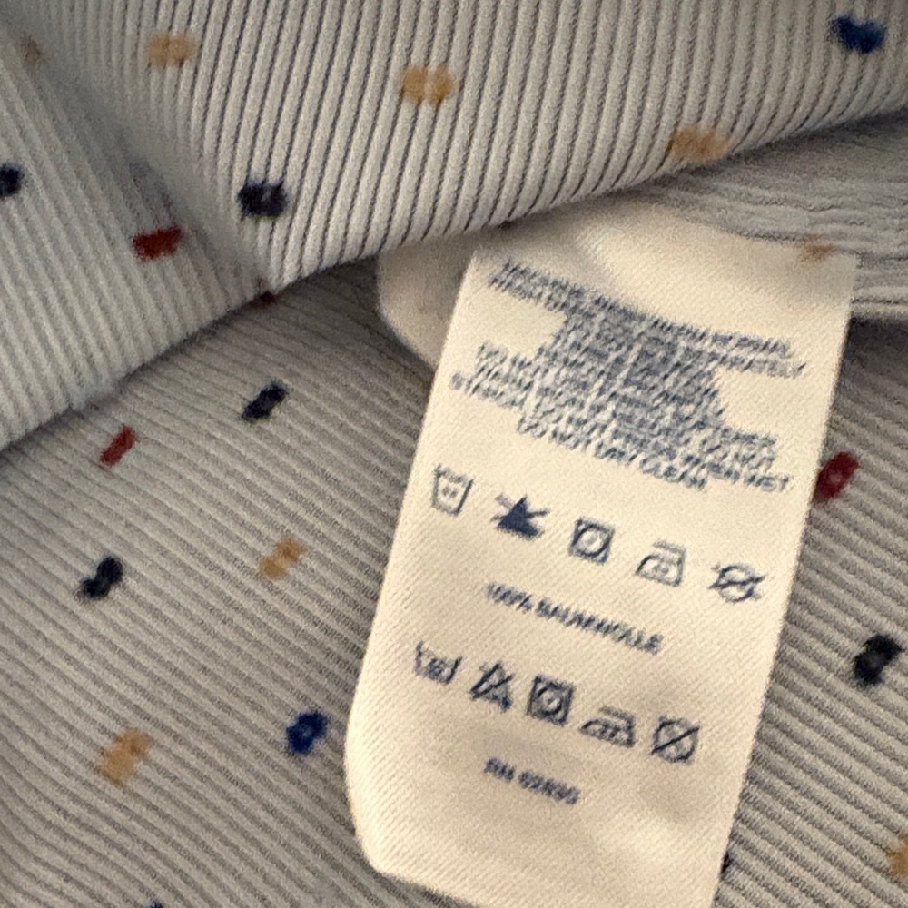 Lands' End Woman’s No Iron Supima Blue and Red Dot 3/4 Sleeve Career Shirt SZ 10 - Picture 4 of 8